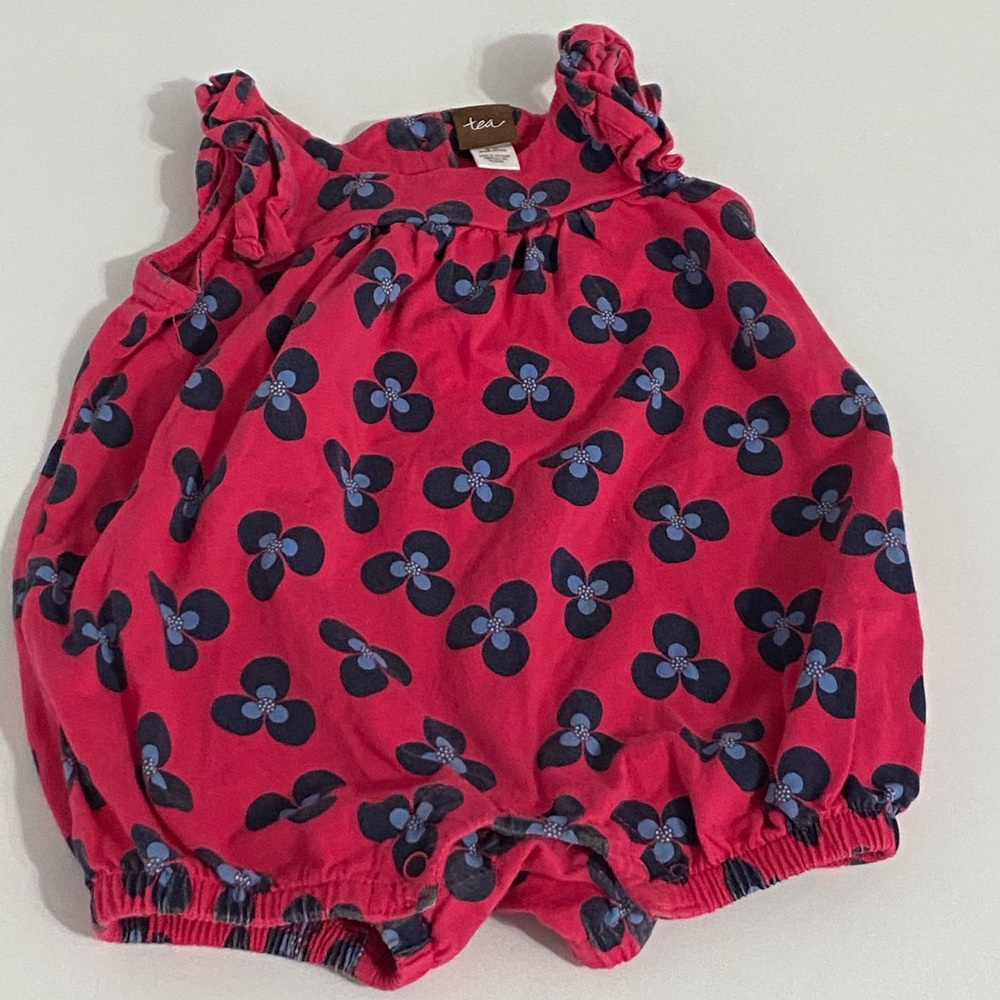 Tea Collection Dark Pink Floral One Piece Summer Jumper Size 3-6 Months